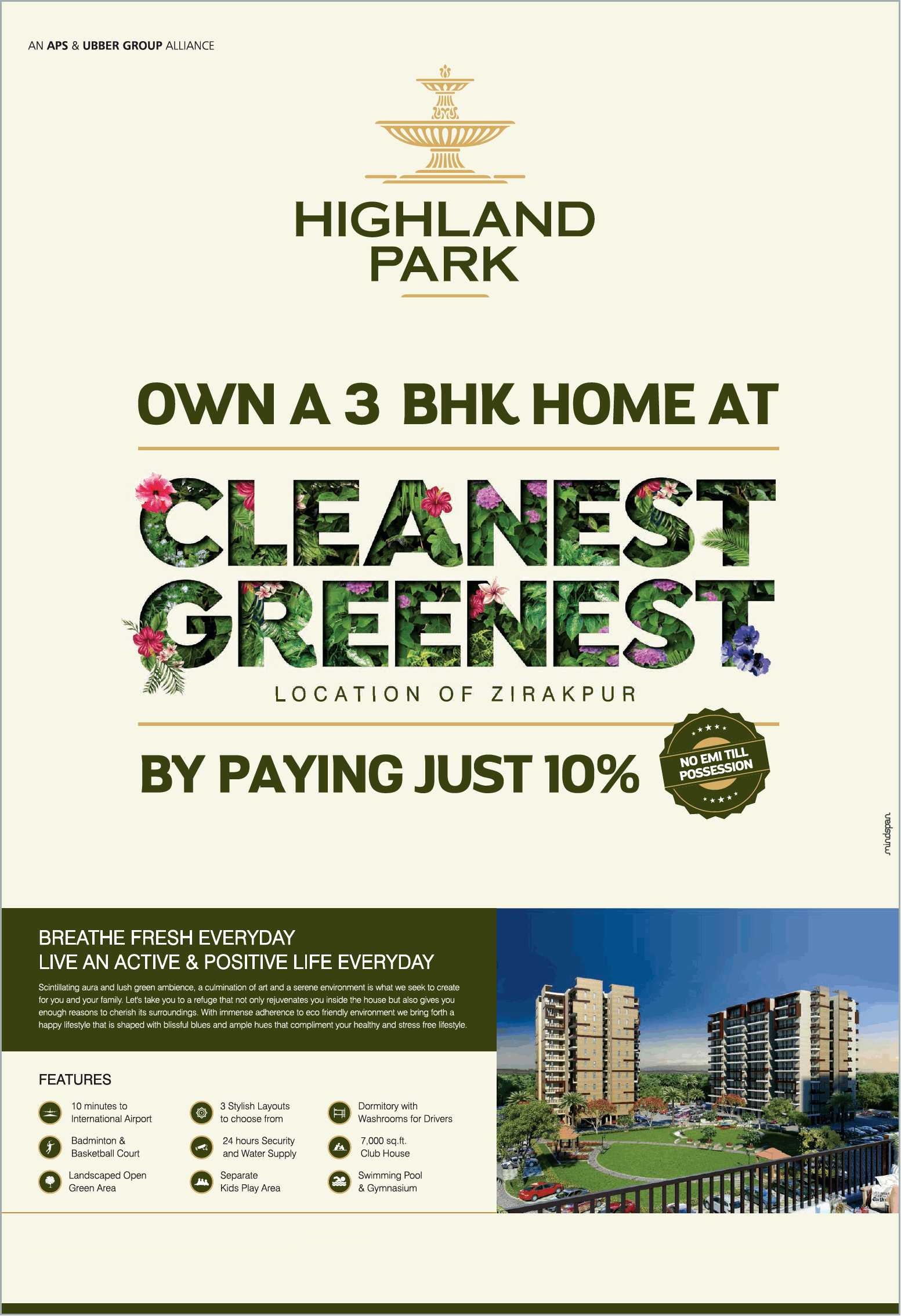 Own a 3 bhk homes at Highland Park in  Chandigarh